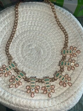 Plunder Gold Necklace with Mint and Blush Enamel Accents
